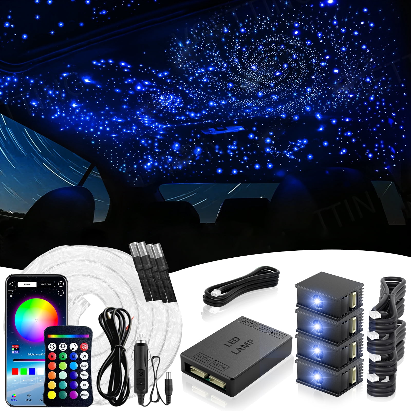 Starlight W Engine VASTFIRE Split Starlight Headliner Kit - 1200pcs 0.02in 4.9ft Fiber ...