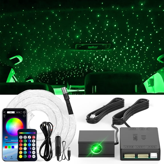 VASTFIRE Split Starlight Headliner Kit - 300pcs 0.02in 3.2ft Fiber Optic RGBW Star Lights for Car with 1 Light Heads 16W Engine Easy to Hide,Flexible Wiring,APP/Remote Control for Car Roof Ceiling