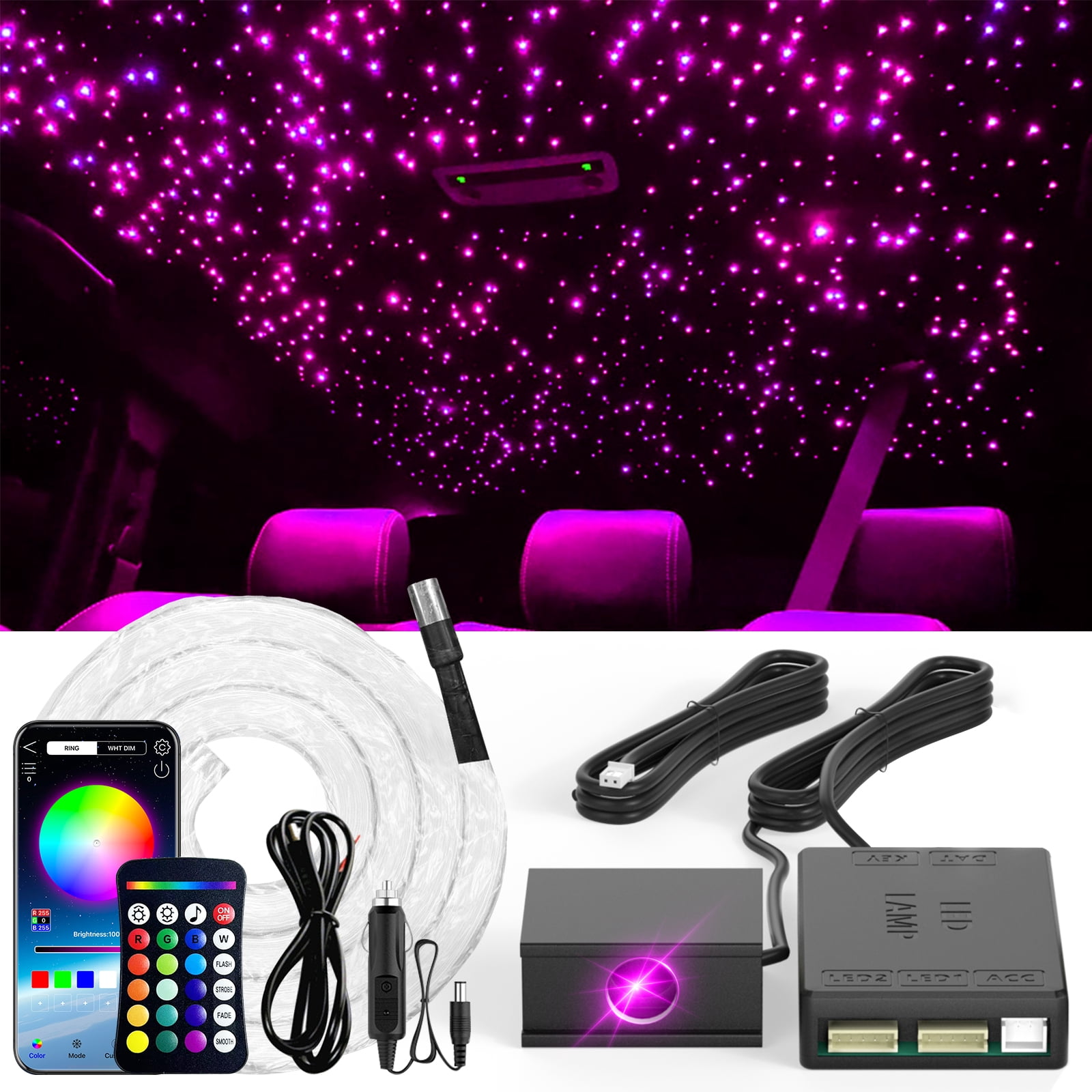 Starlight W Engine VASTFIRE Split Starlight Headliner Kit - 300pcs 0.02in 4.9ft Fiber ...