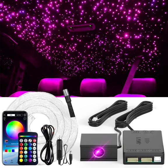 VASTFIRE Split Starlight Headliner Kit - 300pcs 0.02in 4.9ft Fiber Optic RGBW Star Lights for Car with 1 Light Heads 16W Engine Easy to Hide,Flexible Wiring,APP/Remote Control for Car Roof Ceiling