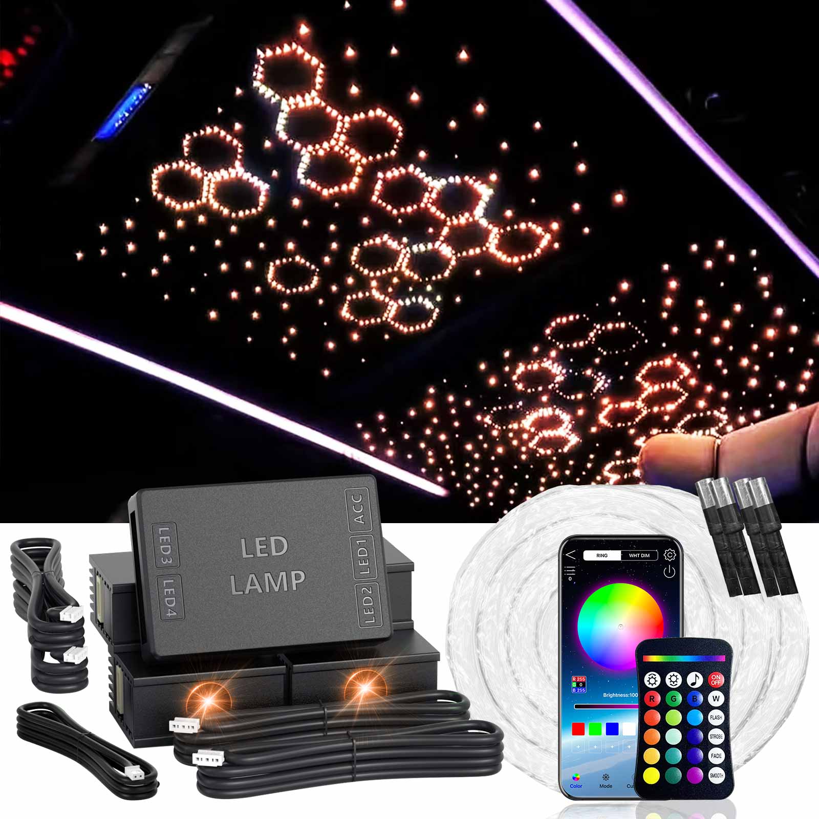 Starlight W Engine VASTFIRE Split Starlight Headliner Kit - 400pcs 0.02in 4.9ft Fiber ...