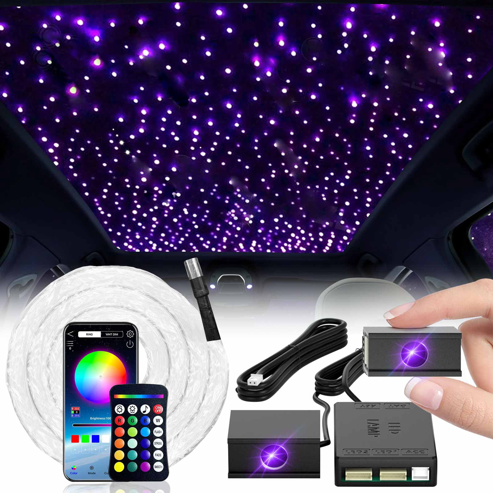 Starlight W Engine VASTFIRE Split Starlight Headliner Kit - 600pcs 0.02in 3.2ft Fiber ...