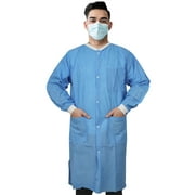 VASTMED 10PCs Dental/Medical Grade Lab Coat Multiple Layers 50G Disposable Knee Length with Pockets & Knit Cuffs Adult