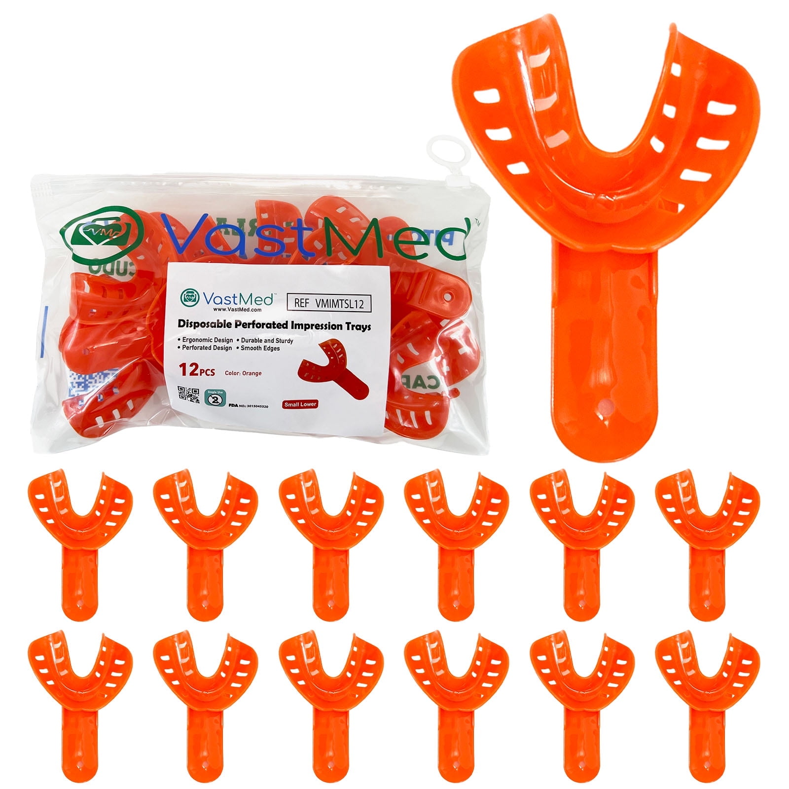 48PCs Dental Grade Disposable Perforated Plastic Dental Impression ...