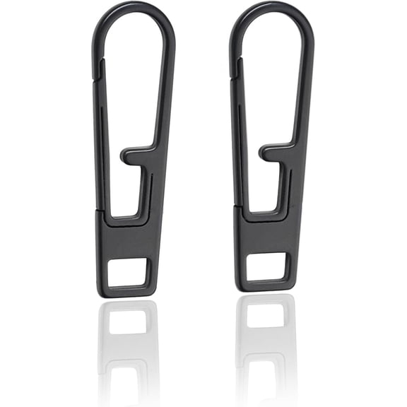 VAT1-L Large Titanium Zipper Pull Replacement, Heavy Duty Zipper Pull Tab Repair Kit for Large Luggage Suitcase Backpack Duffel Bag and More, Titanium Carabiner Keychain Micro (2 Black)