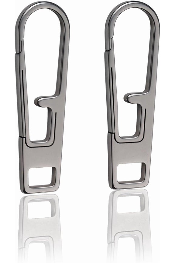 VAT1-L Large Titanium Zipper Pull Replacement, Heavy Duty Zipper Pull Tab Repair Kit for Large Luggage Suitcase Backpack Duffel Bag and More, Titanium Carabiner Keychain Micro (2 Polished)