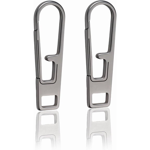 VAT1-L Large Titanium Zipper Pull Replacement, Heavy Duty Zipper Pull Tab Repair Kit for Large Luggage Suitcase Backpack Duffel Bag and More, Titanium Carabiner Keychain Micro (2 Polished)