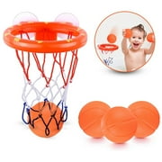 PloutoRich Bath Toys, Bathtub Basketball Hoop for Toddlers, Boys and Girls with 3 Soft Balls Set & Strong Suction Cup, Bathtub Shooting Game & Fun Toddlers Bath Toys for Boys or Girls