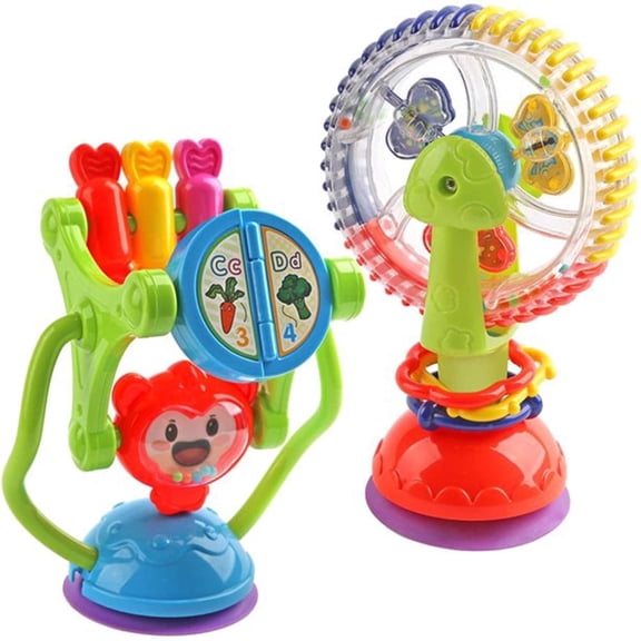 TEAMD Baby rattles-baby toys 6-12 months old, baby high chair toys with suction cups, baby rattle activity balls, rattles, grab and rotate, crawling educational toys