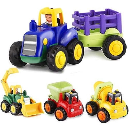 TEAMD Children's Toy Car,Toddler Toys Truck,Friction-Powered Car Toys, 4-Piece Construction Toys Car