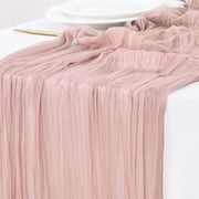TEAMD 3pcs Cheesecloth Table Runner 10ft Gauze Boho Rustic Dusty Pink Cheese Cloth Table Runner for Wedding,Party,Reception,Bridal Shower Table Decorations
