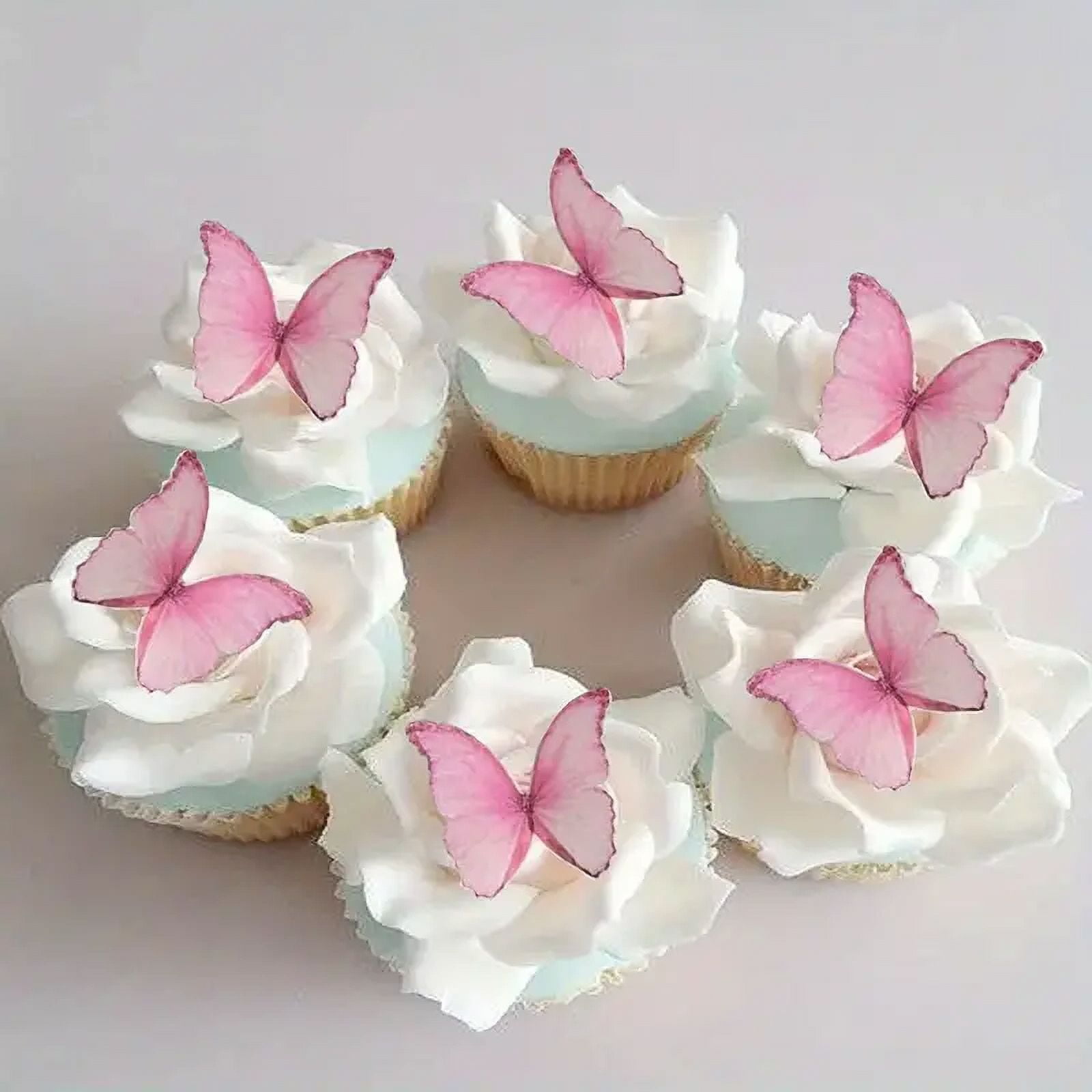 VATENICK 48pcs Wafer Paper Butterflies for Cupcake Decorations,Edible Butterfly Cake Decorations , Cupcake Topper Dessert Sign, Dessert Table Arrangement, Cake Dessert Insert, Cupcake Decor