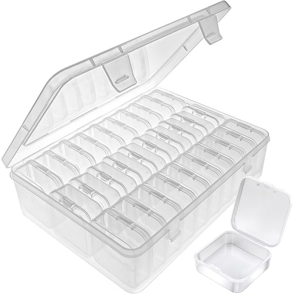 VATENICK Bead Organizer Box, 30Pcs Small Bead Organizers and Storage Plastic Cases Mini Clear Bead Storage Containers Boxes with Hinged Lid and Rectangle for Bracelet Making DIY Jewelry Craft Nail