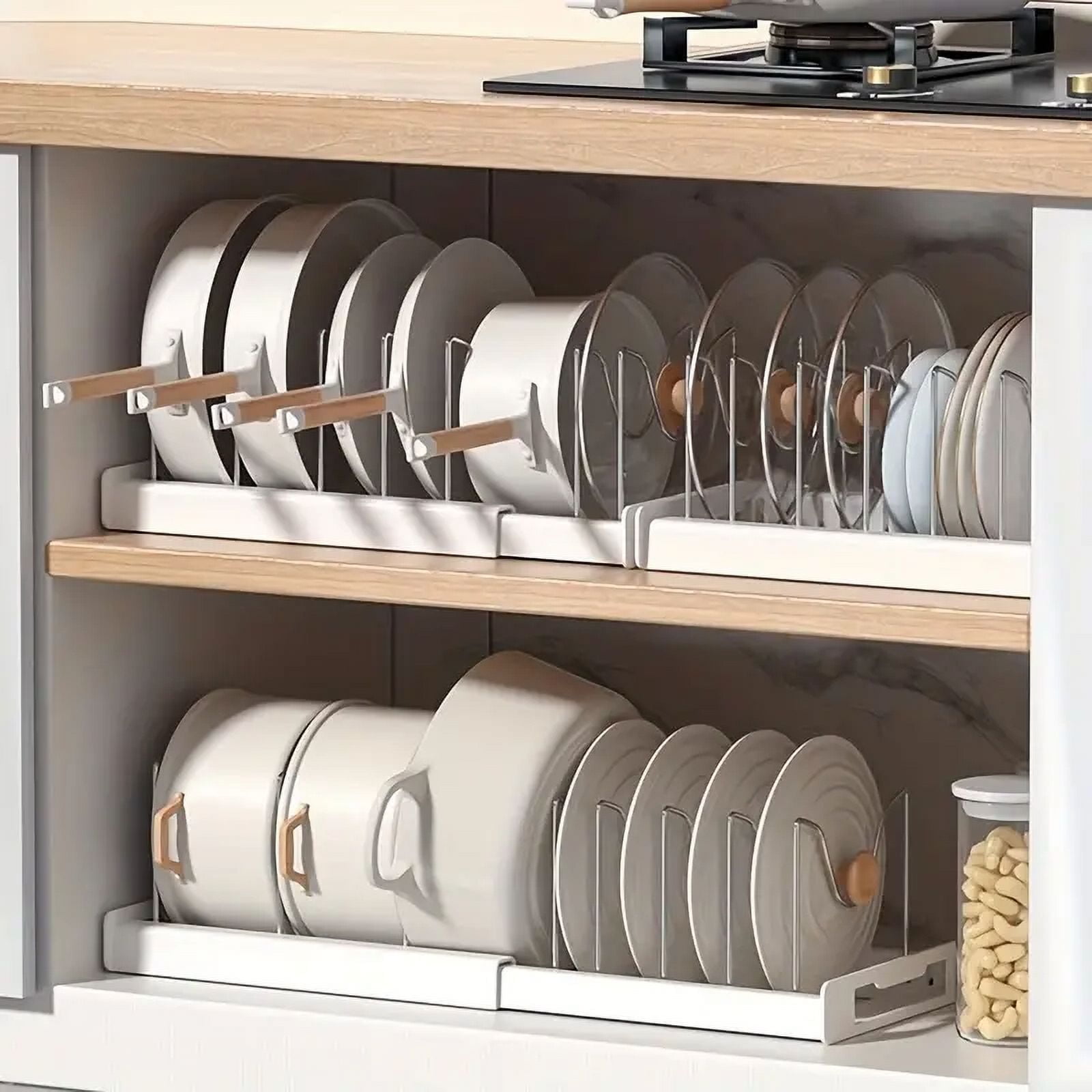 Free Shipping! VATENICK Expandable Pot Lid Organizer,Expandable Pot and Pan Organizer for
