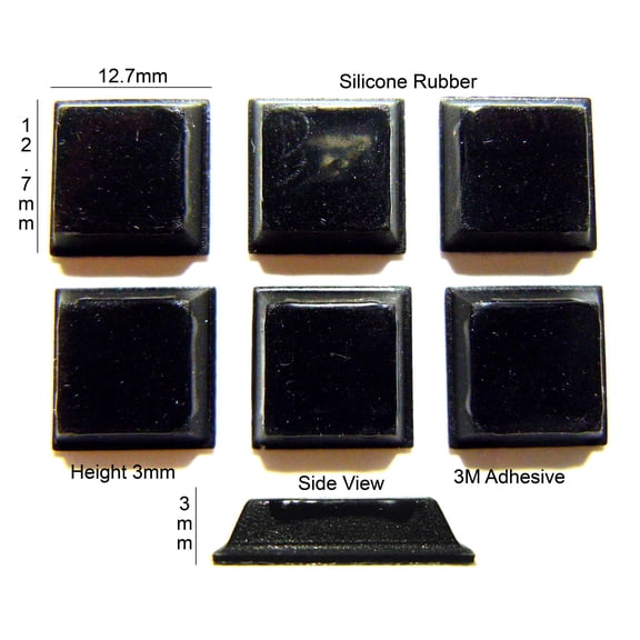 VATH Self Adhesive Silicone Rubber Feet 12.7mm(L) x 12.7mm(W) x 3mm(H) 6pcs [RB108]