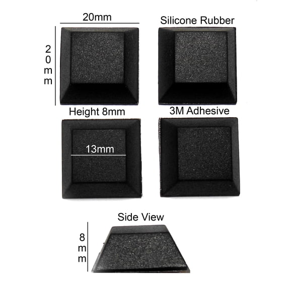 VATH Self Adhesive Silicone Rubber Feet 20mm(L) x 20mm(W) x 8mm(H) 4pcs [RB226]
