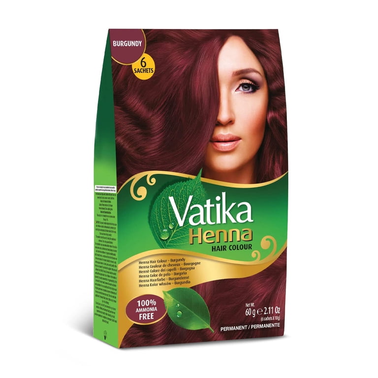 Dabur Vatika Henna Hair Color, Burgundy, 100% Grey Coverage
