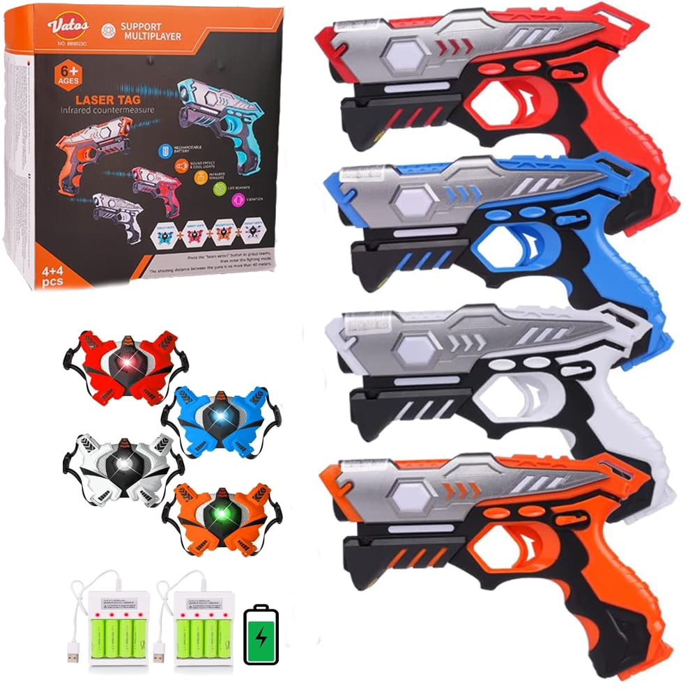 VATOS Infrared Laser Tag Set for Kids Adults with Vests 4 Pack,Laser Tag  Game 4 Players Indoor Outdoor Aged 6-12+ Years Boys Girls Gifts 