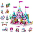 VATOS Girls Building Blocks Set Toy, 568 pcs Princess Castle Toys 25 in 1 Models Pink Palace