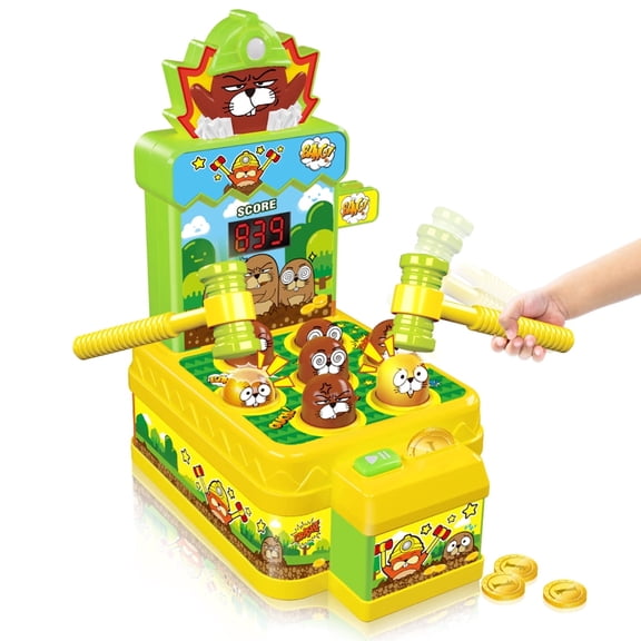 VATOS Electronic Hammer Game Toy with Lights and Sound, Interactive Whack Game with 2 Soft Hammers, Indoor Activity Toy for Kids Ages 3-6