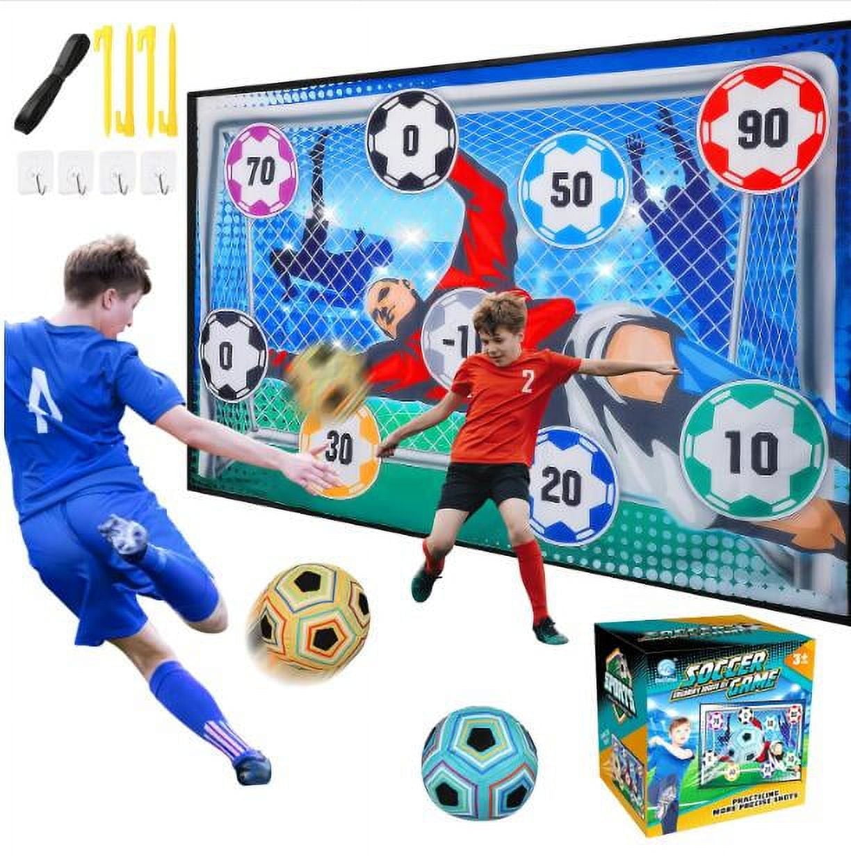 Vatos Blue Soccer Ball Game Set for Toddlers, Indoor Outdoor Backyard Toss Games with Velcro Balls