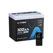 VATRERPOWER 12V 100Ah Group 24 Lithium Deep Cycle Battery, 150A BMS Rechargeable LiFePO4 Battery for Trolling Motor, RV, Boat, Home Energy Storage