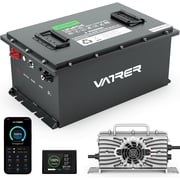 48V 105Ah Lithium Golf Cart Battery, Built-in Smart 200A BMS, with Touch Monitor & Mobile APP, 4000+ Cycles Rechargeable LiFePO4 Battery, Max 10.24kW Power Output, Perfect for Golf Carts