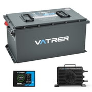VATRERPOWER 72V 105Ah Golf Cart Battery with Touch Screen, APP Monitoring, 4000+ Cycles 70.4V Lithium LiFePO4 Battery for Golf Carts, Street-Legal Car