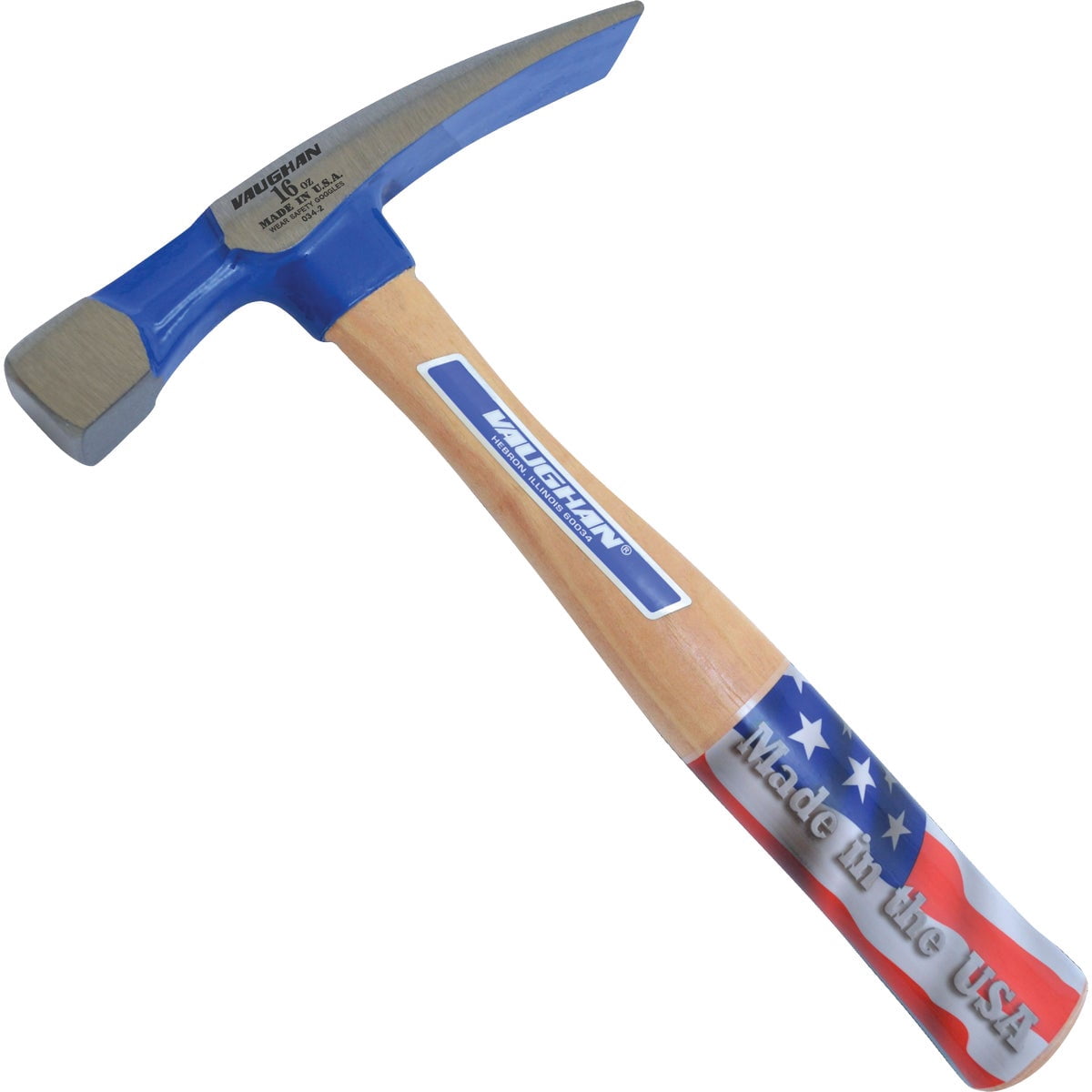 VAUGHAN Brick Layers Hammer, 16 oz Steel Masonry Hammer, Made in the USA, BL16, VN17710