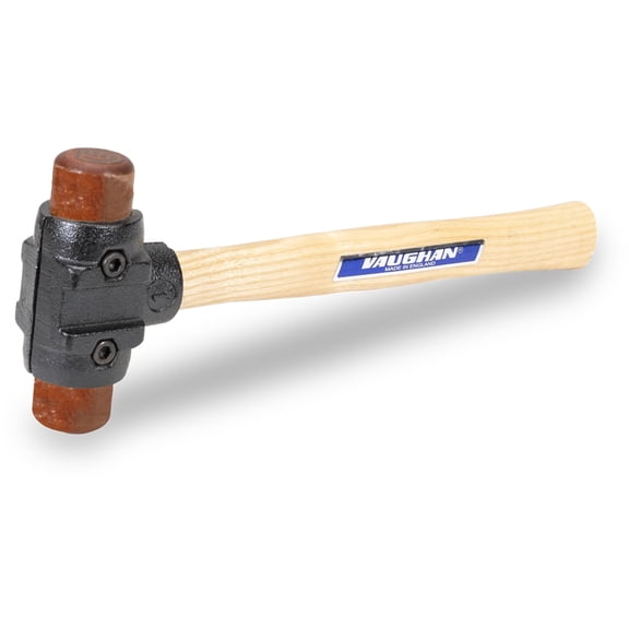 VAUGHAN VN58710 Split Head Hammer, 1-1/2 Lb, Soft Face Striking Tool, Replaceable Rawhide Faces, Malleable Iron Head, Hardwood Handle, Extension Collar, 1-1/4 Inch Face