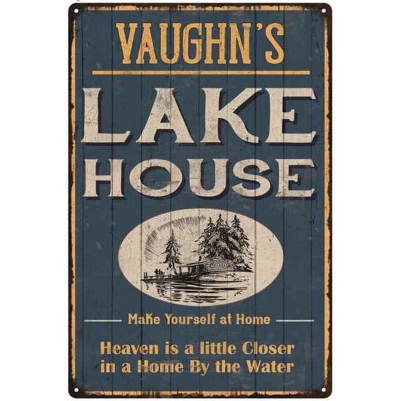 VAUGHN'S Lake House Blue Cabin Home Decor 8 x 12 High Gloss Metal 208120038327