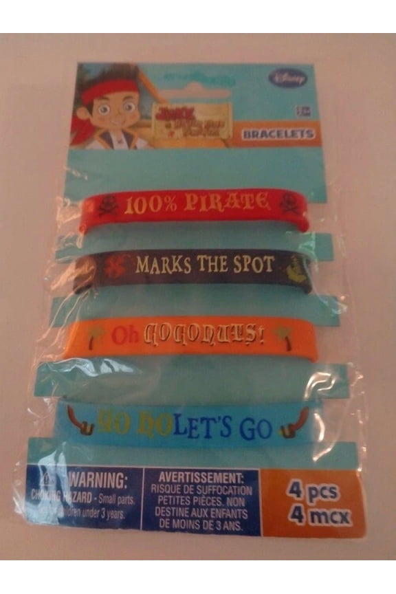 - 1 X Pack Jake & Neverland Pirates 4 Rubber Bracelets New, Party Favors, 3+