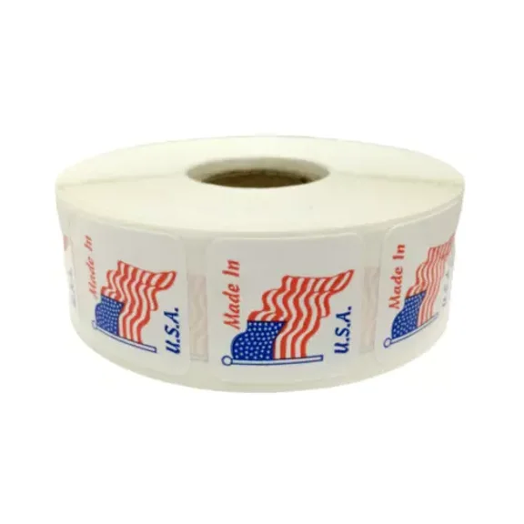 VAULT- 1"X1" Made In U.S.A. Labels American America Flag Adhesive Stickers 1000 Pcs