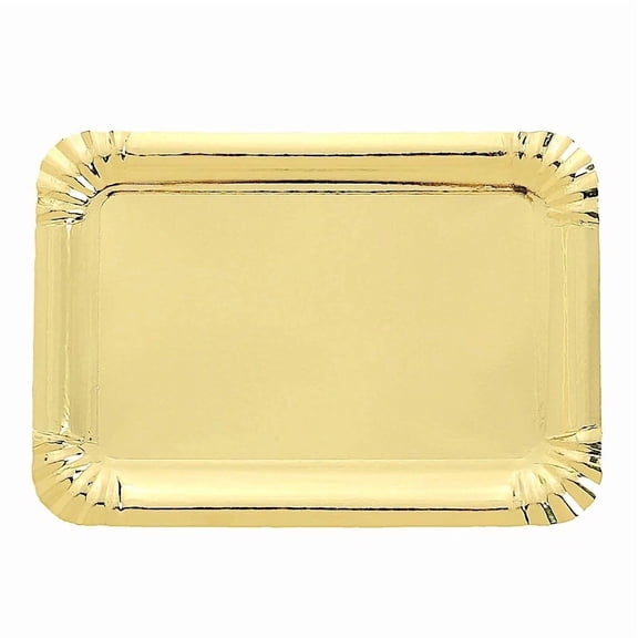 VAULT- 10 Gold 9" Rectangle Paper Serving Trays Scalloped Design Party Home Decorations