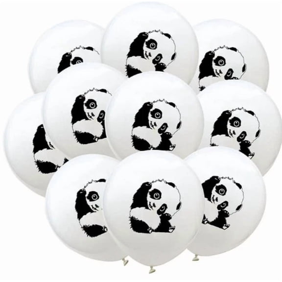 VAULT- 12 Baby Panda Bear Party Balloons 12" Animal Theme Black & White