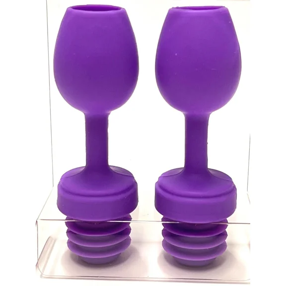 VAULT- 2-Pack Purple Wine Dinner Tasting Party Glass Bottle Stopper Champagne Beer