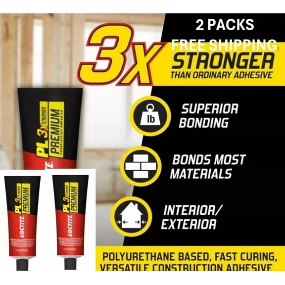 VAULT- 2 Packs Loctite Pl Premium Polyurethane Construction Adhesive Tan 4 Oz Free Ship
