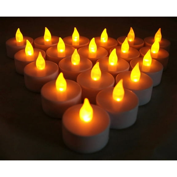 VAULT- 20 Pcs Amber Led Tea Light Flameless Battery Candles Wedding Party Romantic