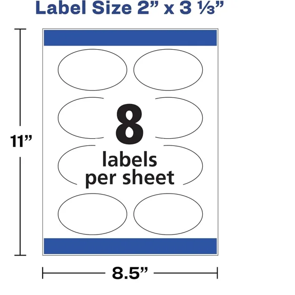 VAULT- 200 Premium Glossy 3.33" X 2" Oval Stickers / Self Adhesive Labels 8 Per Sheet