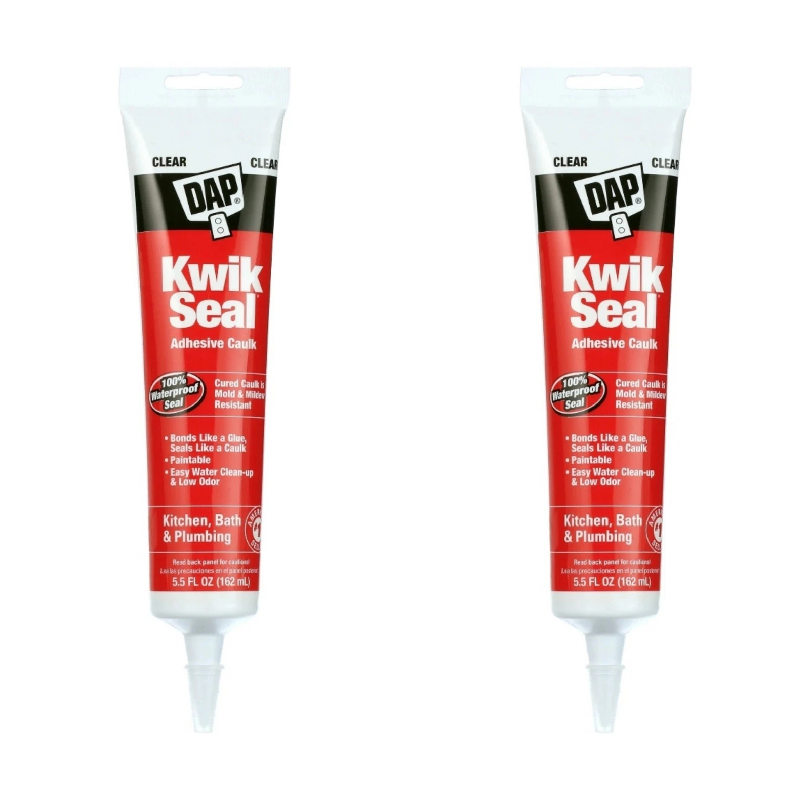 VAULT- [2X] Dap Kwik Seal Clear Acrylic Latex Kitchen + Bath Adhesive Caulk 5.5 Oz [G3]