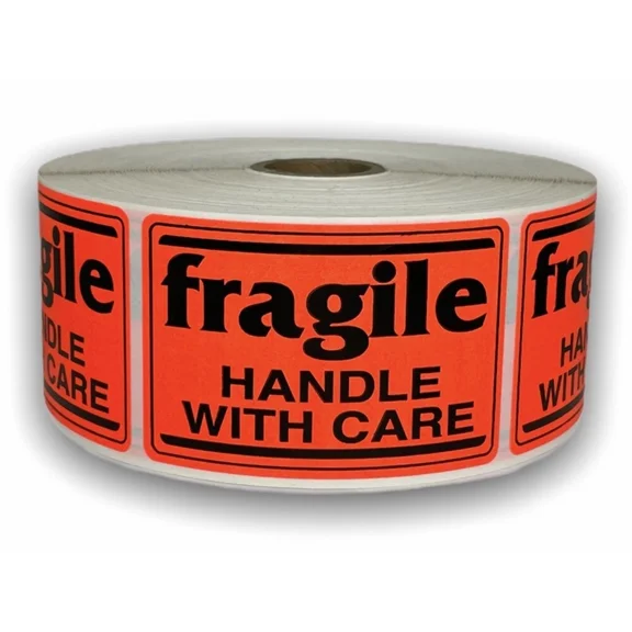 VAULT- 2X3-Inch Fragile Handle With Care Labels Red Shipping Adhesive Stickers 500 Pcs