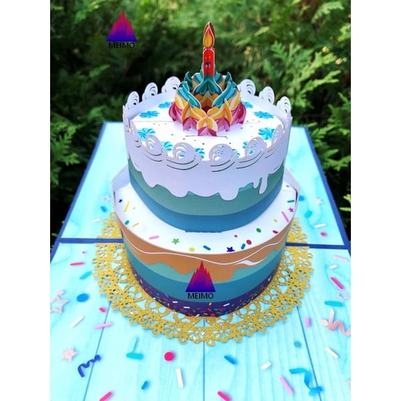 VAULT- 3D Pop Up Greeting Card Cake Candle Birthday Celebration Party School Class Work