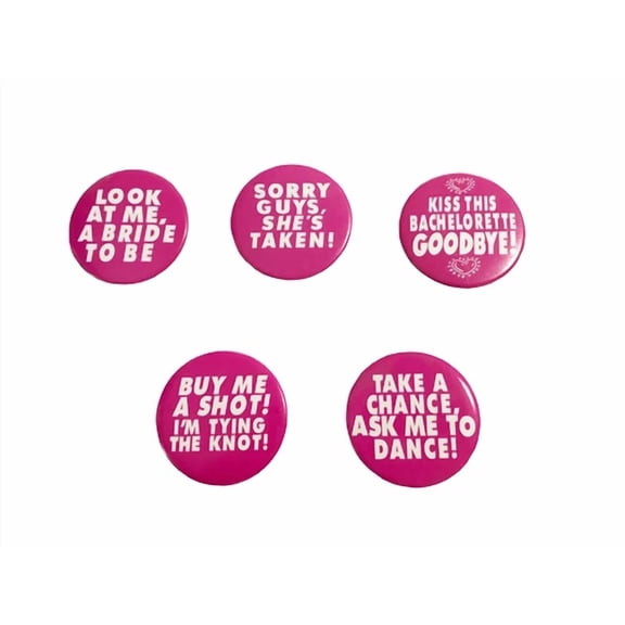 VAULT- 5 Naughty & Funny Bachelorette Party Buttons Pins For Hen Party & Gags