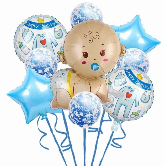 VAULT- Boy! Ballons Foil Baby Shower, Gender Reveal & Party Decort, 9 Pcs
