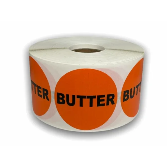 VAULT- Butter Labels 2" Round Orange Adhesive Food Packaging Stickers 500 Pcs