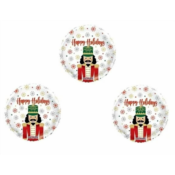 VAULT- Christmas Nutcracker 3 Piece Balloons Supplies Party Toy Soldier Happy Holidays