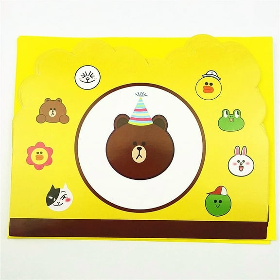 VAULT- Cute Bear Frog Rabbit Animals Birthday Party Invitations W/ Envelopes 6 Pcs Kids
