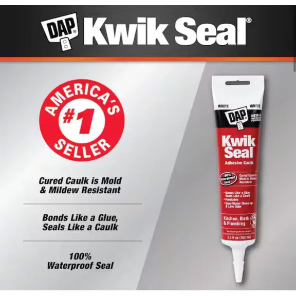 VAULT- Dap Kwik Seal 5.5 Oz. White Kitchen And Bath Adhesive Caulk Quick Seal