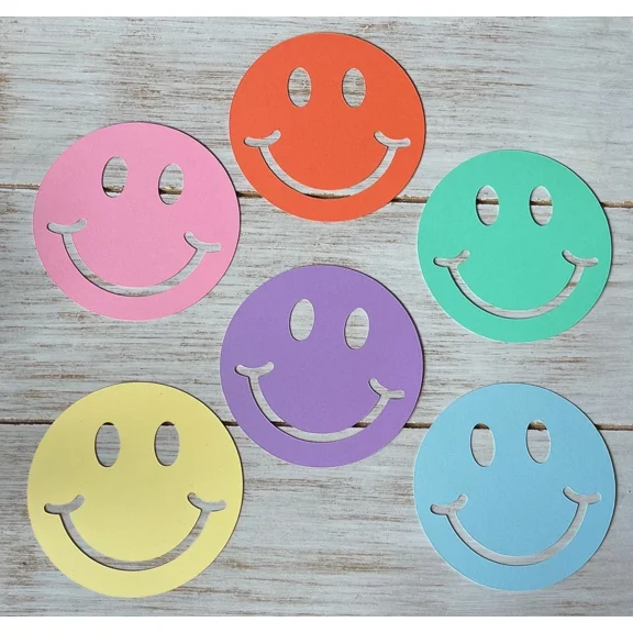 VAULT- Happy Smile Face Paper Cut Outs Party Classroom Bulletin Board Decorations Retro