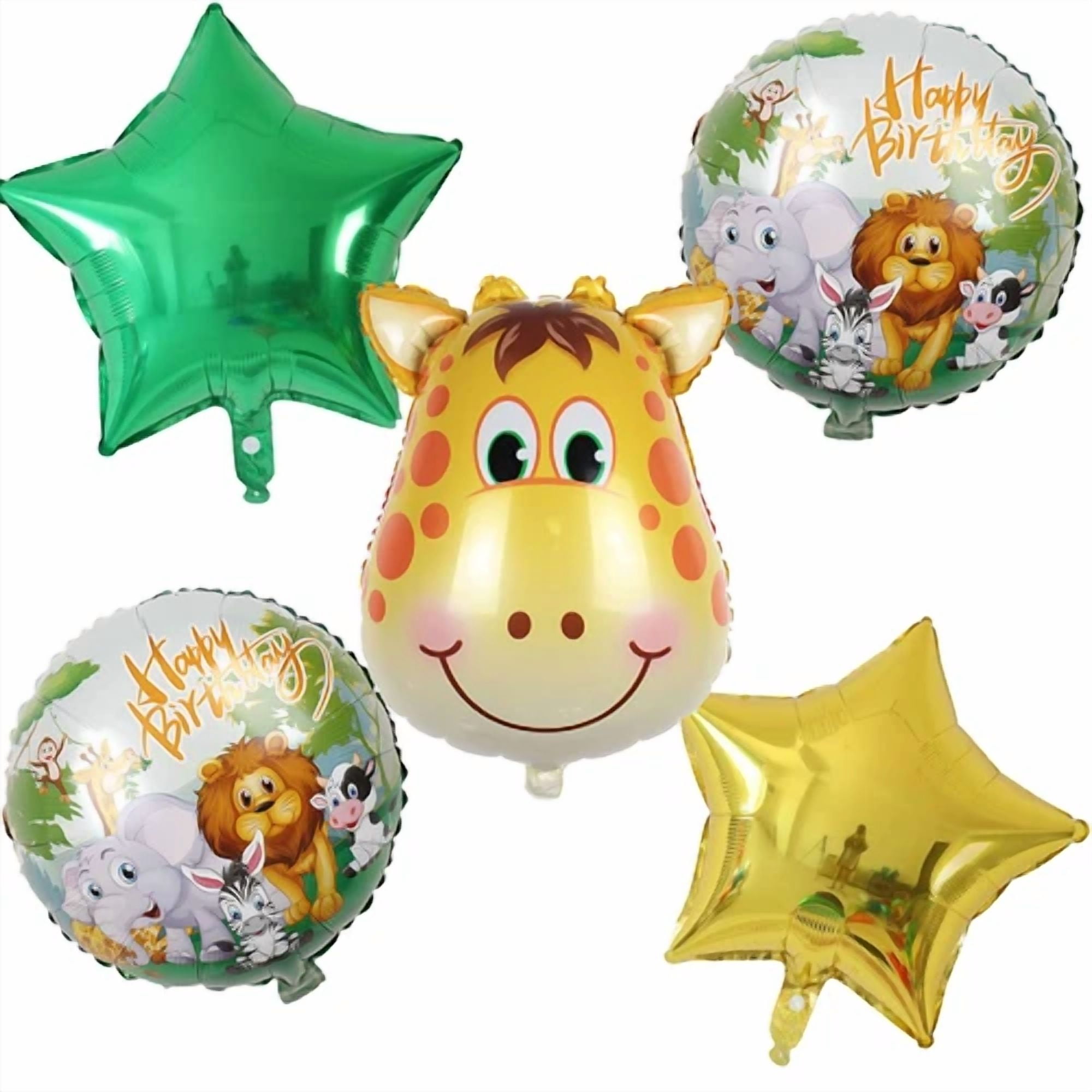 VAULT- Jungle Animals Giraffe Foil Balloon Birthday Party Gold Green Kids Balloons